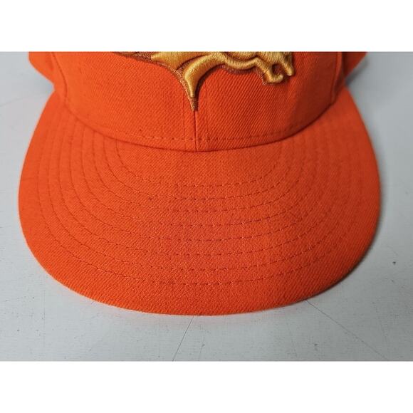 New Era 59Fifty Denver Broncos Solid Orange Raised Logo Cap Hat Fitted 7 1/4 NFL - Picture 3 of 16